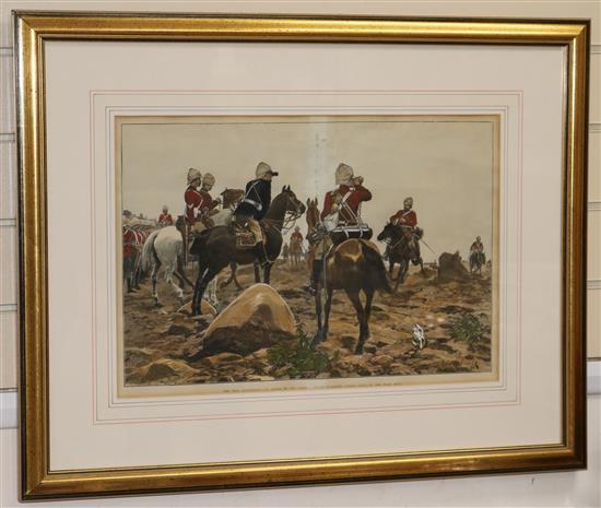 After R. Caton Woodville, 4 coloured steel engravings, Battle scenes, 33 x 48cm